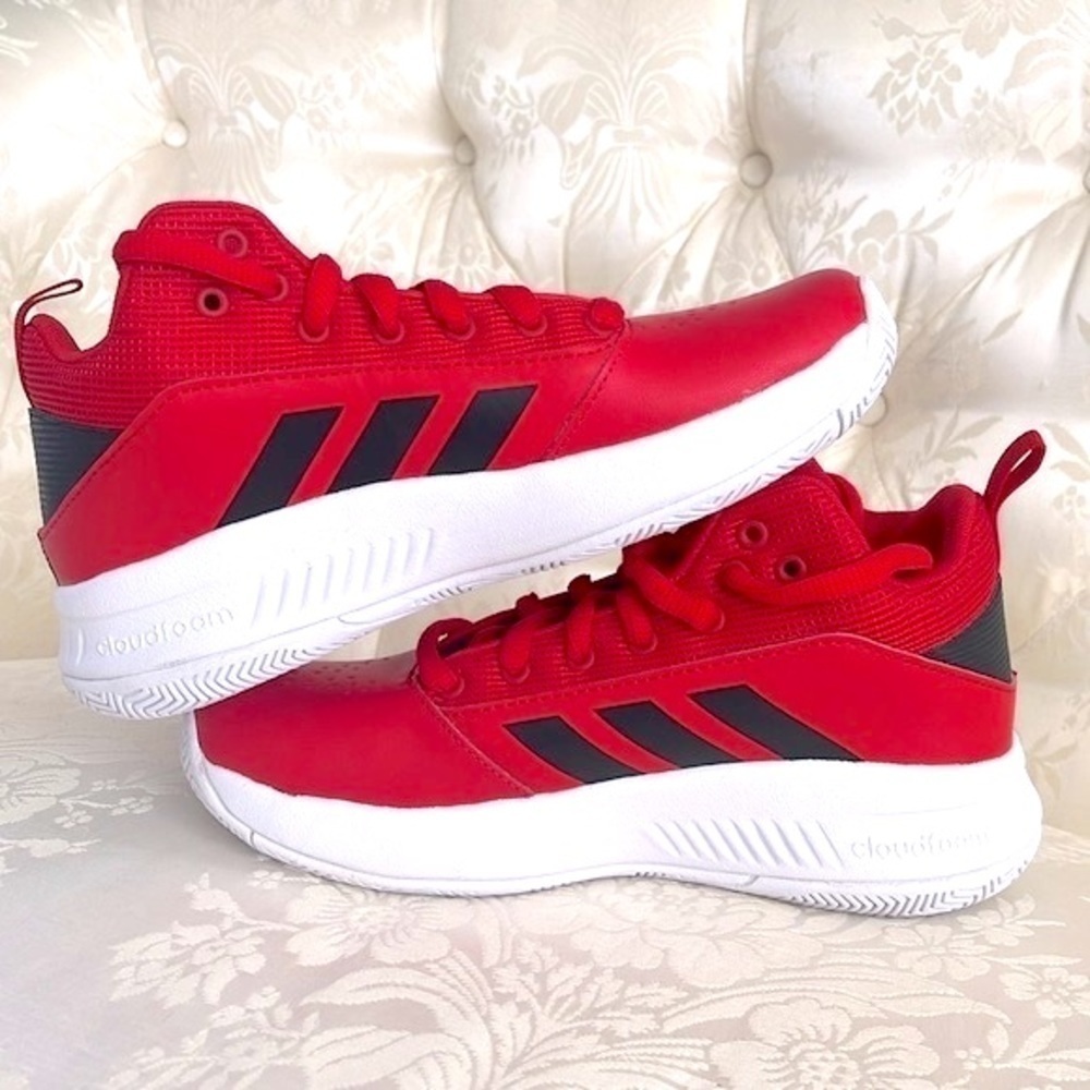 Brand New Adidas Boys CF Ilation 2.0 Mid Top Red & Black Basketball Sneakers - Picture 8 of 16